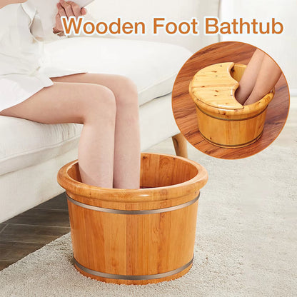 Foot Bathtub Wooden Bucket Foot Bath Barrel Foot Soaking Basin Spa Tub Solid Wood Basin Foot Wash Basin for Household